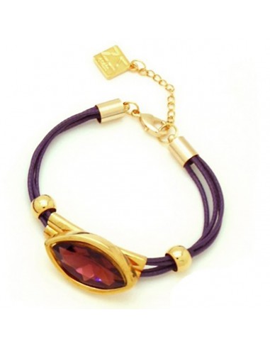 Pulseras cordón Lila con cristal facetado
