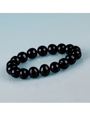 Pulsera elásticas de perlas de río negra