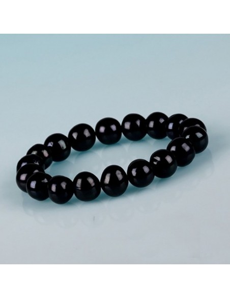 Pulsera elásticas de perlas de río negra