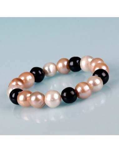 Pulsera elásticas de perlas de río tricolor