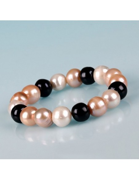 Pulsera elásticas de perlas de río tricolor