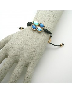 Pulsera ajustable hilo y cristales facetados 2