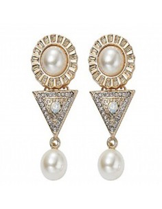 Pendientes marfil largos y dorados