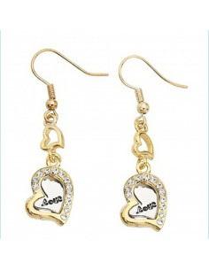 Pendientes largos corazón Love