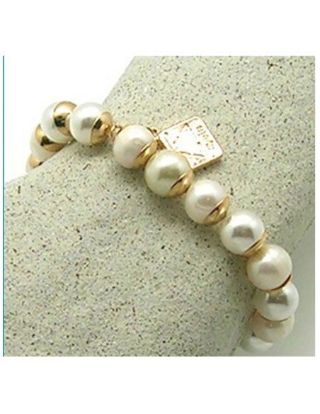 Pulsera de perlas de cristal blanco