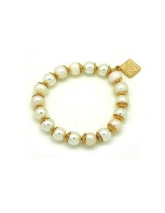 Pulsera de perlas de cristal blanco