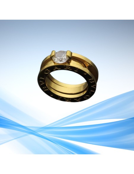 Anillo estilo Bvlgari piedra transparente