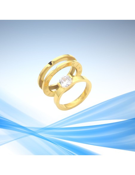 Anillo estilo Bvlgari piedra transparente