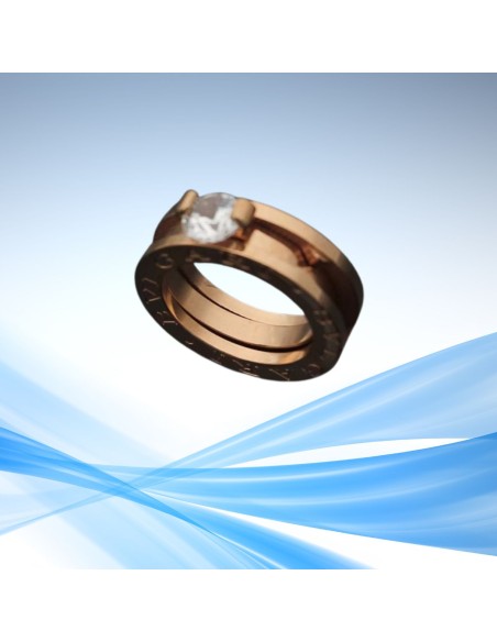 Anillo estilo Bvlgari piedra transparente