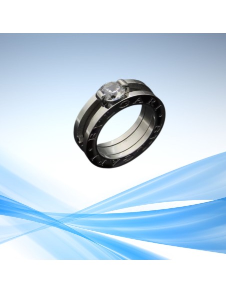 Anillo estilo Bvlgari piedra transparente