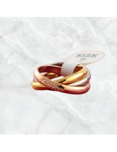 Anillo triple entrelazado en tres colores