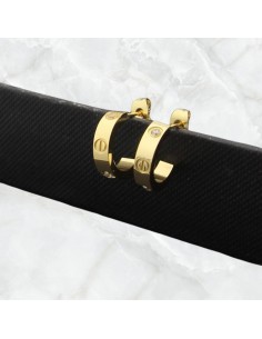 Pendientes aro abiertos acero estilo Cartier 2