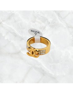 Anillos acero con piedras y logo Chanel 2