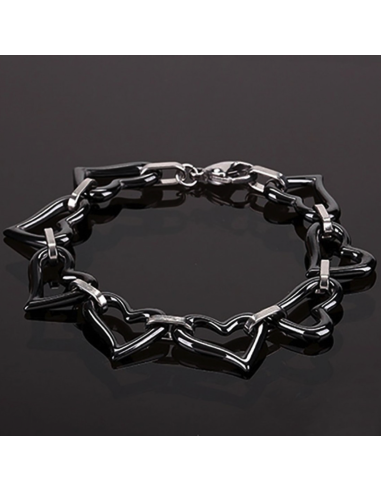 Pulsera eslabones corazones de cerámica