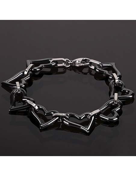 Pulsera eslabones corazones de cerámica