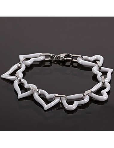 Pulsera eslabones corazones de cerámica