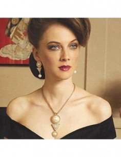 Pendientes marfil largos y dorados 2