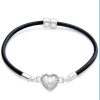 Pulsera negra piel legítima corazón
