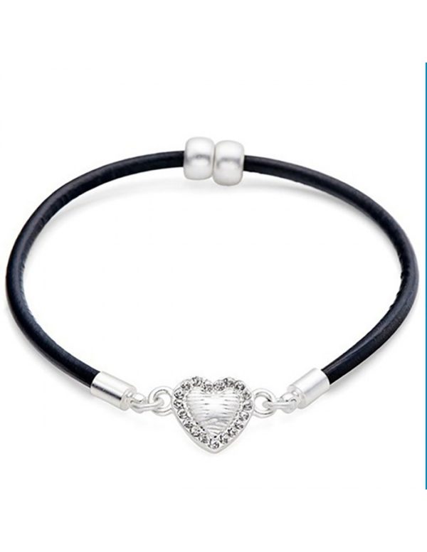 Pulsera negra piel legítima corazón