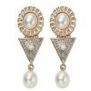 Pendientes marfil largos y dorados