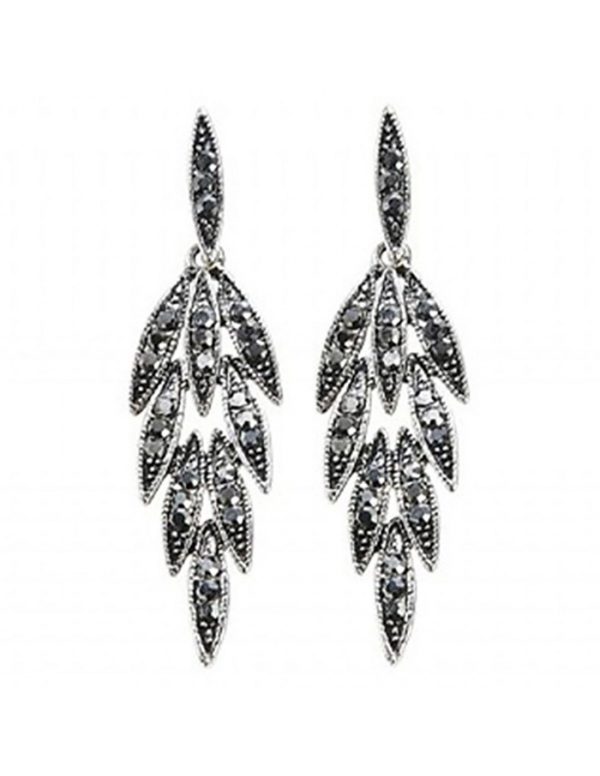 Pendientes vintage hojas negras