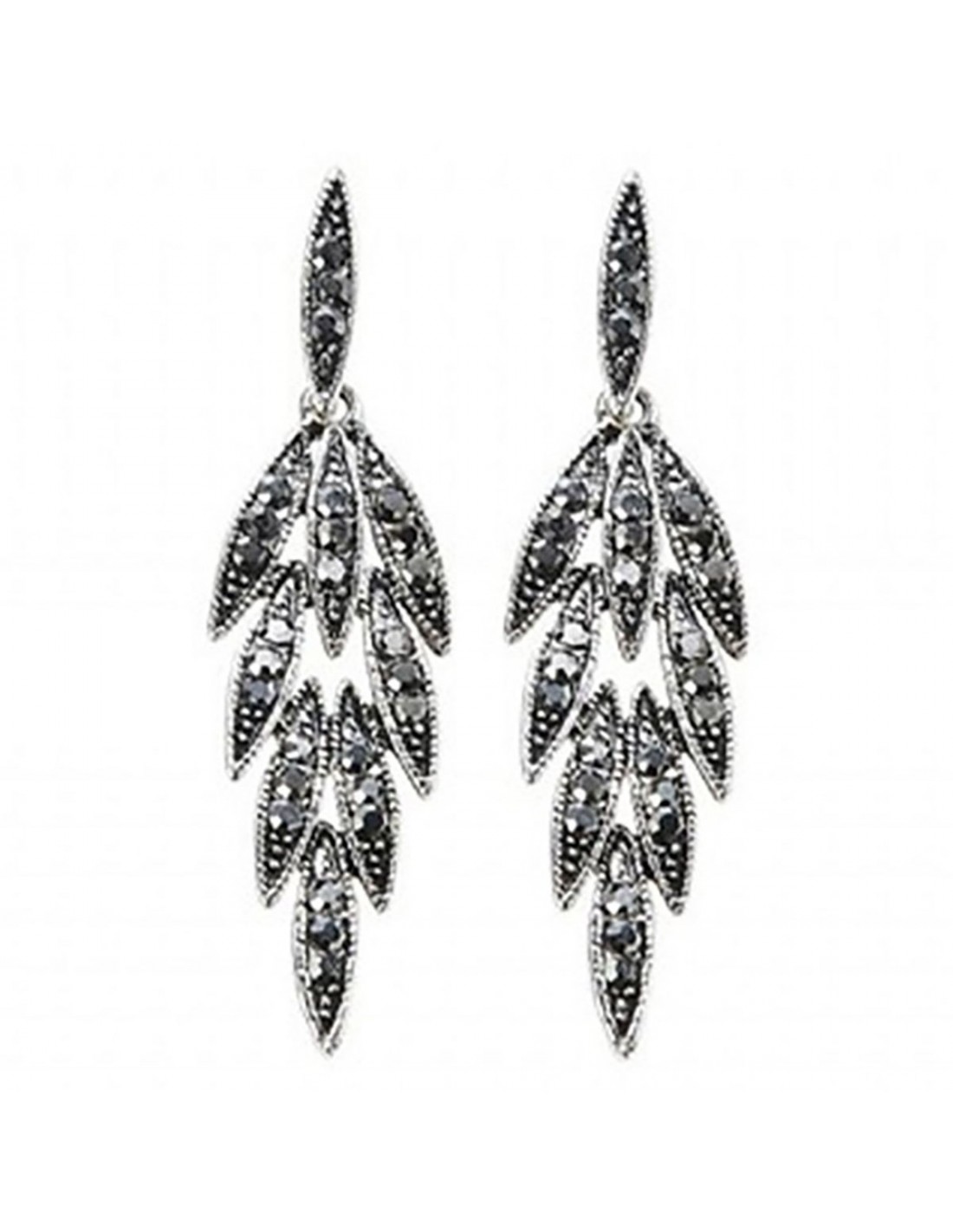 Pendientes vintage hojas negras