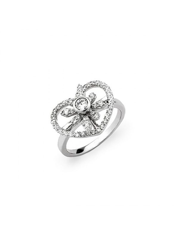 Anillo de plata corazón con circonitas