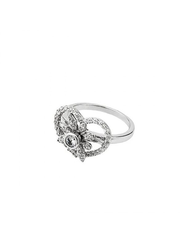 Anillo de plata corazón con circonitas