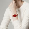 Pulsera de cordones de algodón lila con cristal facetado en forma elíptica de alta calidad.