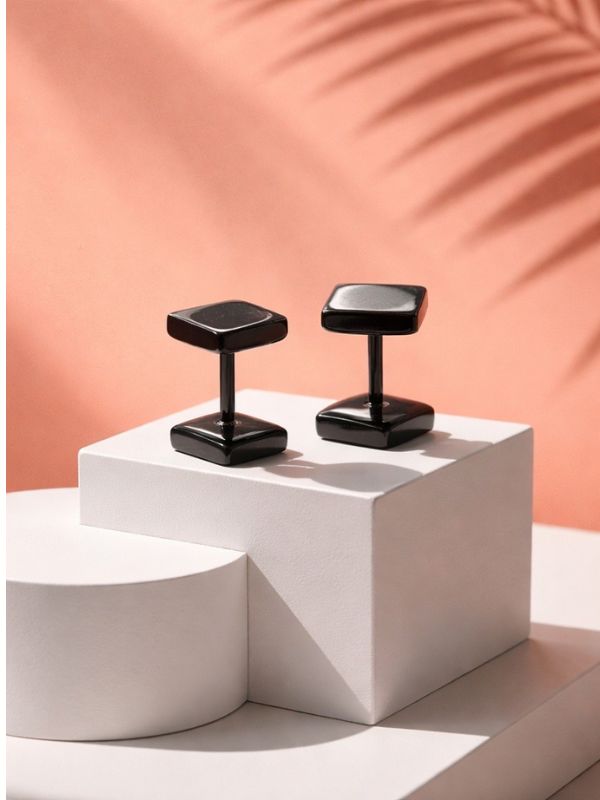 Pendientes hombre acero negro 316L