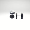 Pendientes de botón negros para hombre acero 316L circonitas