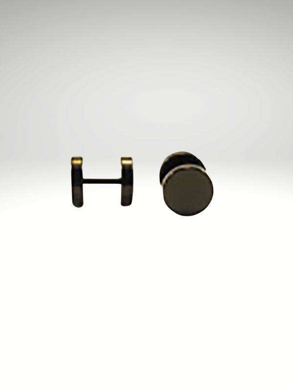 Pendientes de botón negros para hombre acero 316L