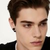 Pendientes de botón negros para hombre acero 316L