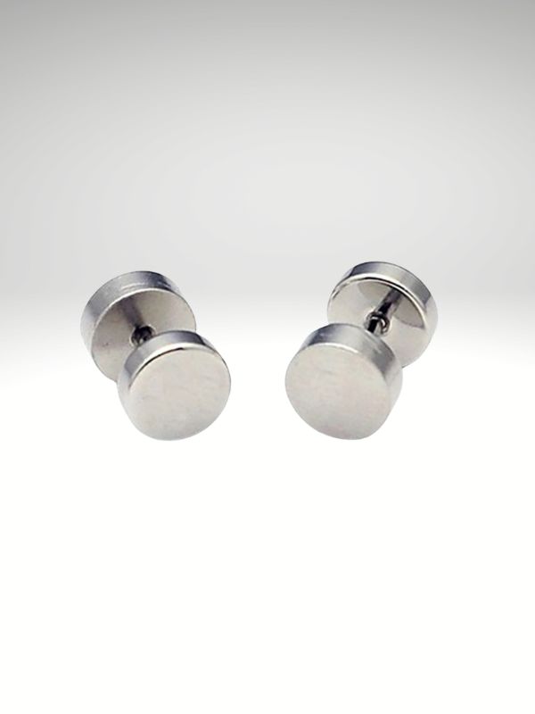 Pendientes de botón plateados hombre acero 316L