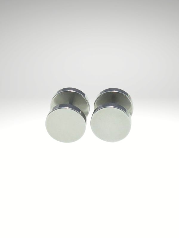 Pendientes de botón plateados hombre acero 316L