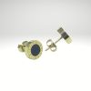 Pendiente de acero oro 10 mm diseño italiano con piedra negra.