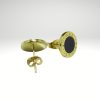 Pendiente oro 12 mm diseño italiano con piedra negra.