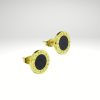 Pendientes Acero 316L Oro 12 mm piedra negra .