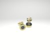 Pendiente de acero 8 mm diseño italiano color dorado con piedra negra