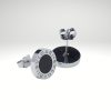Pendiente de acero 10 mm diseño italiano con piedra negra.