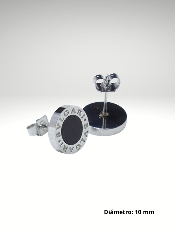 Pendiente de acero 10 mm diseño italiano con piedra negra.