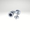 Pendiente de acero diseño italiano color plateado con piedra negra de 8 mm.