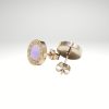 Pendiente oro rosa 10 mm diseño italiano con piedra blanca.