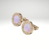 : Pendiente oro rosa 10 mm diseño italiano con piedra blanca.
