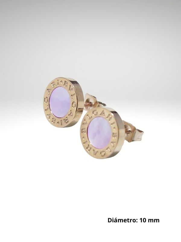 : Pendiente oro rosa 10 mm diseño italiano con piedra blanca.