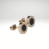 Pendientes líder Mujer Acero 316L 10mm Oro Rosa piedra negra