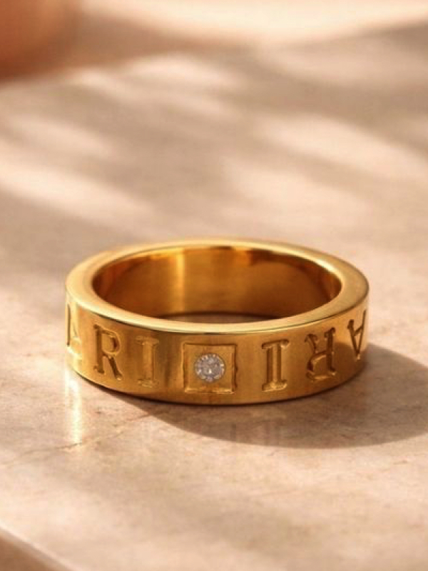Anillo Acero dorado para regalo.