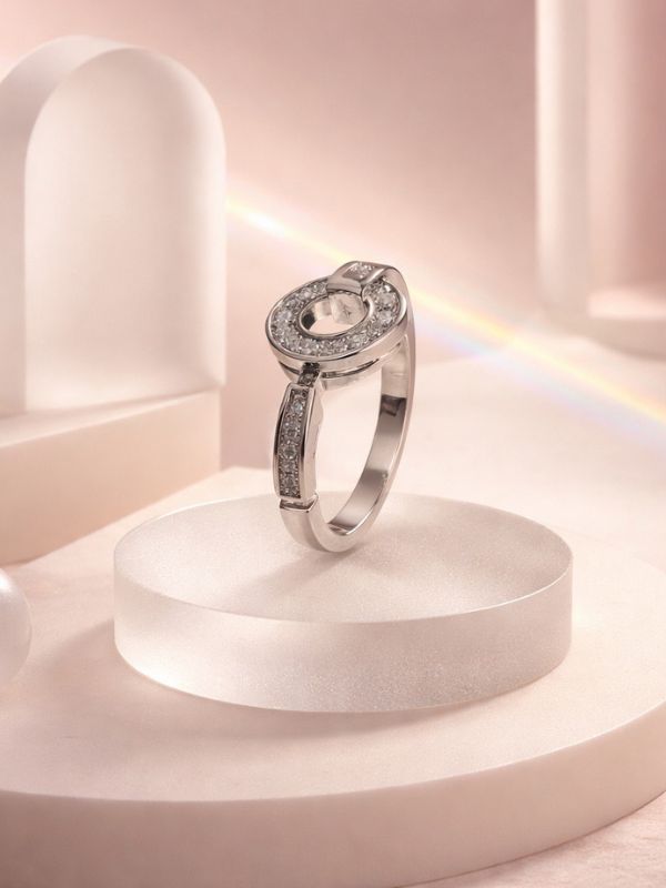 Anillo Acero inoxidable medalla brillantes