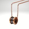 Colgante de acero 316L diseño italiano modelo cilindro negro color oro rosa.