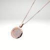 Colgante de acero 316L diseño italiano modelo medalla color oro rosa.